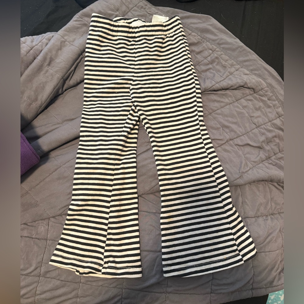 H&M Black and White Striped Flared Pants